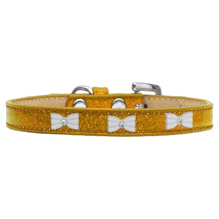 MIRAGE PET PRODUCTS White Bow Widget Dog CollarGold Ice Cream Size 12 633-6 GD12